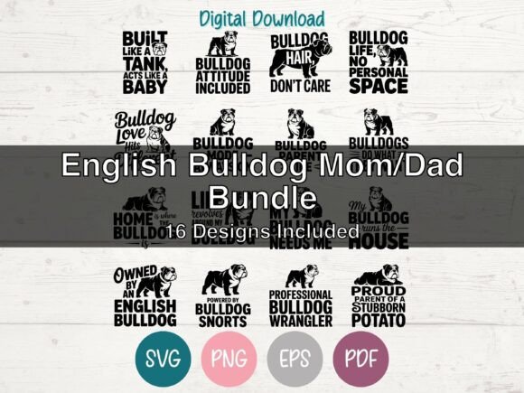 English Bulldog Mom Dad SVG Bundle Review