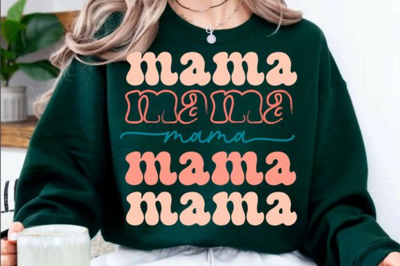 Retro Mama SVG: Stacked Design for Embroidery